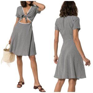 Solid & Striped Gingham Daisy Cut-out Dress Size L, New, Black/White
